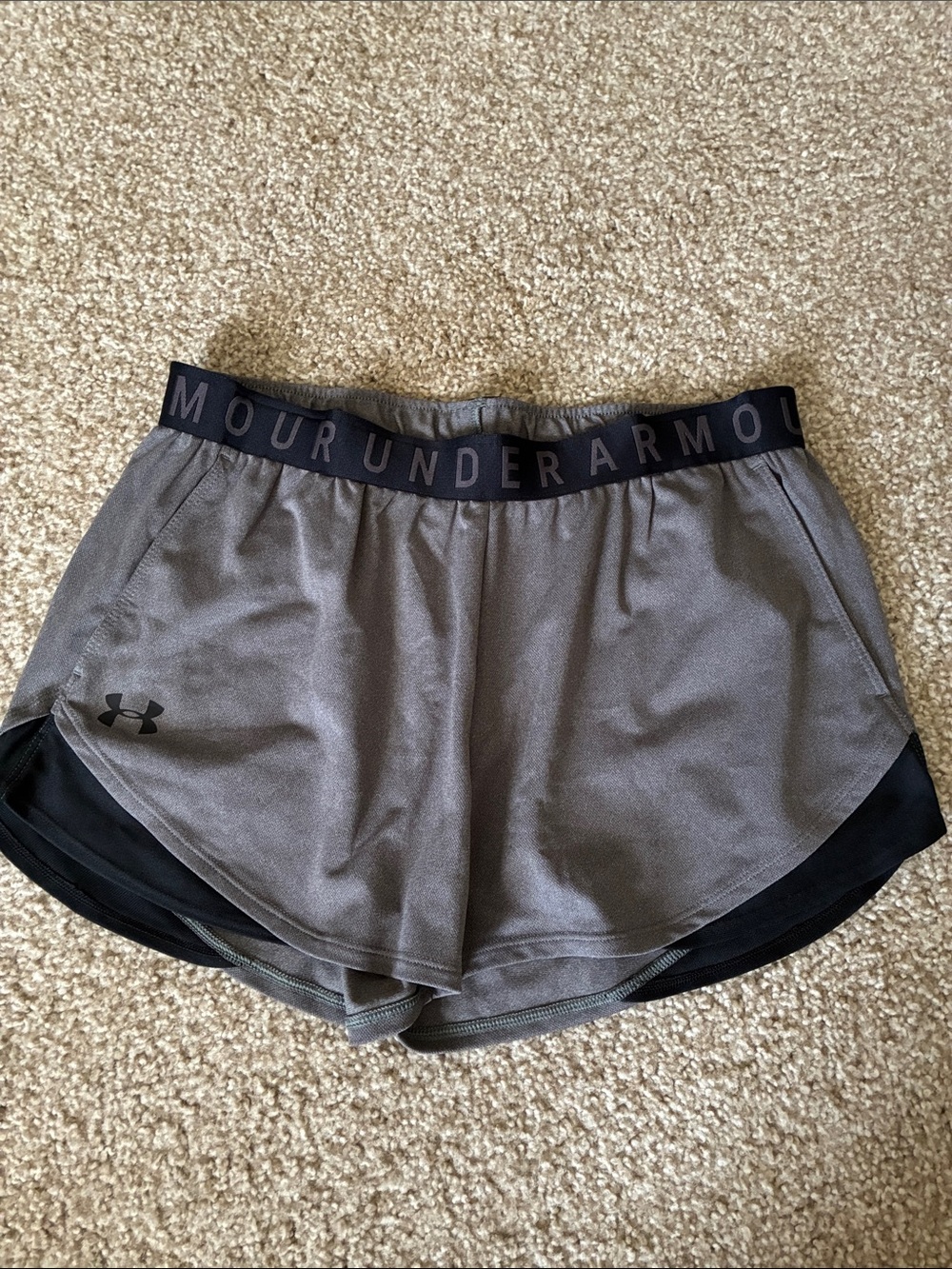 Under Armour Women's Gray Athletic Shorts with Black Trim